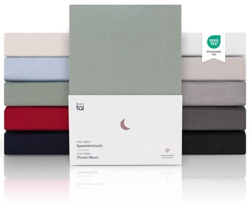 Blumtal® Premium Spannbettlaken 160x200cm Jersey - Oeko-TEX zertifiziertes Spannbettlaken 160x200cm Baumwolle 100% - Spannbetttuch 160x200cm für Matratzen bis 25cm - Bettlaken - Summer Green - Grün