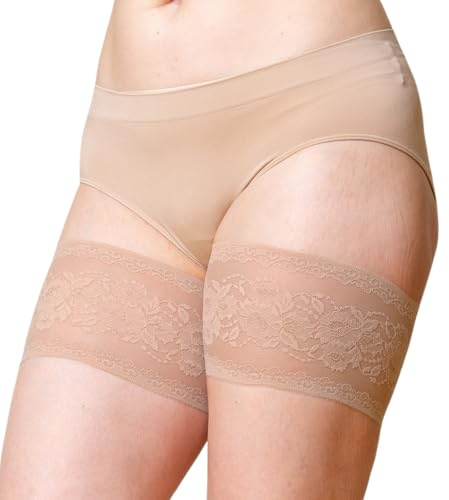 Bandelettes Original Lårband mot Skav – Patenterad Elastisk Design – Bekväma, Halkfria och Skonsamma mot Huden – Storlek A (Small, 53–57 cm), Beige Peony