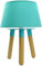 Nachttischlampe aus Massivholz/Metall mit Stoffschirm - Tischlampe Nachtlicht Tischleuchte Holz Schreibtischlampe E14 (Türkis-)
