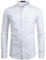 PARKLEES Mens Hipster Design Grandad Collar Oxford Shirt Slim Fit Long Sleeve Casual Button Down Dress Shirts with Pocket White S