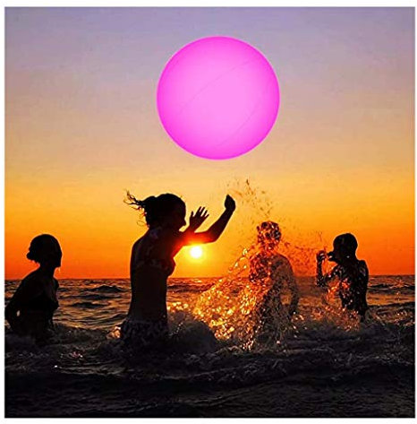 Momola 1 PCS LED Ballon de Plage 16 '' Jouet de Piscine avec Télécommande 16 Couleurs Lumières et 4 Modes d'éclairage, Jeux de Fête sur la Piscine Extérieure pour Les Adultes