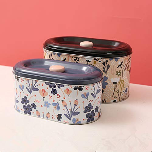 TUSIMI Tin Cookie Snack Jars Biscuit Storage Tin Canister Cookie Jar Home Kitchen Food Gifts Storage Containers with Lid for Biscuit Cookie Chocolates Toddler | Food-Safe (Floral D)
