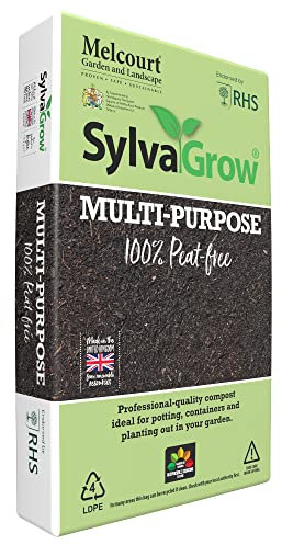 Sylvagrow Standard Multipurpose All Purpose Peat Free Compost Soil | 100% Peat Free Soil | Professional | Raising Seeds and Cuttings, Potting-on, Planting out, Growing bag, Containers | 40 Litre Bag