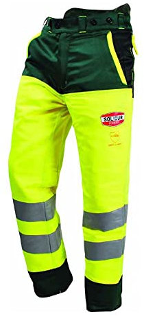 Solidur HVPA - Hi - Vis En Iso 20471 Class 2 - Chainsaw Trousers - Class 1 Type A - Exceptional Comfort and Protection - Size 4XL - Yellow