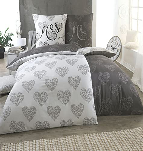 Kuscheli® Bettwäsche 135x200 4 teilig | ÖkoTex Zertifiziert & für Allergiker geeignet | Bettwäsche Set mit je 2 Bettbezügen 135 x 200 & Kissenbezügen 80x80 | modern & hochwertig, Farbe:D11