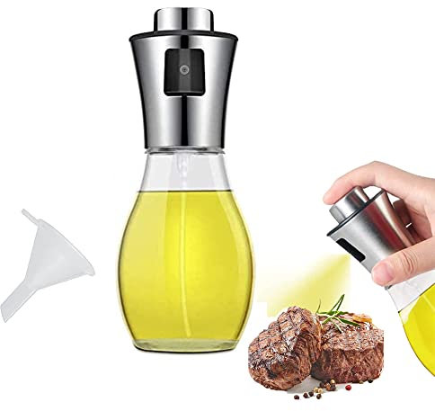 200 ml di olio d'oliva spruzzatore bottiglia di olio dispenser di olio trasparente per uso alimentare bottiglia spray portatile bottiglia di aceto friggitrice ad aria in acciaio inox per insalata