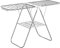 SONGMICS Wäscheständer, mit Sockenclips, Edelstahl-Wäscheständer, faltbar, platzsparend, freistehend, mit höhenverstellbaren Gullwings, Silber und weiß ULLR052W01