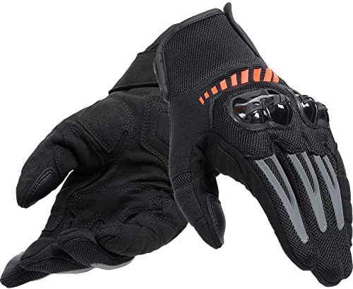 Dainese Mig 3 Air Tex Gloves, Motorradhandschuhe Sommer mit Protektoren, Herren, Schwarz/Fluo-Rot, XL