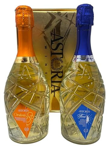Astoria Cofanetto Due Bottiglie Corderíe Prosecco Valdobbiadene Docg e Fanò Asolo Prosecco Superiore DOCG da 75 cl Confezione Regalo