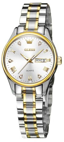 Raitown Armbanduhr Damen Edelstahl Wasserdicht Analog Quarz Diamant Uhren Stylisch Lässig Silber Schwarz Gold Kleines Zifferblatt Damenuhr