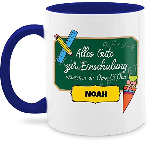 Tasse Tassen 325ml - Schulanfang - Alles Gute zur Einschulung - 325 ml - Dunkelblau - mädchen personalisierte einschulungsgeschenke schulkind tafel fanmug junge geschenkideen+für+schulanfänger