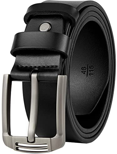 GSG SINCE 1998 Men's Genuine Leather Belt - Classic 38mm Wide Belt for Casual, Dress, Work & Special Occasions - Fits Jeans, Pants & Suits