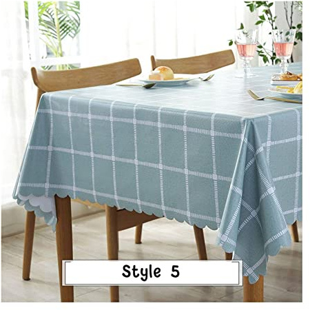 EHOMERY Nappe Table St Valentin Rectangulaire Tissu Treillis De Toile Ciree Carreaux Ciment Sarcelle Décoration Protection 90X135Cm