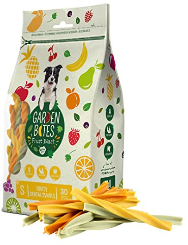 Duvoplus, Garden Bites Fruity Dental Swirls 13 cm – 30 Stück gemischte Farben, vegetarische Snacks mit köstlichem fruchtigem Geschmack für Hunde, glutenfrei, Zahnpflege, für einen frischen Atem