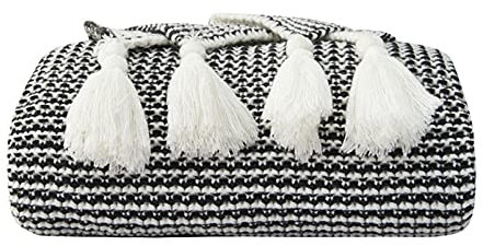 WANWEN Manta de Punto con Rejilla Blanca y Negra, Ligera, Suave y acogedora para Cama, sofá, Silla, 120 x 170 cm Little Surprise