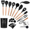 ONATISMAGIN Lot de 35 ustensiles de cuisine en silicone antiadhésif, coend une spatule, une cuillère fendue, une cuillère, une roue à pizza, un crochet et plus encore (noir)