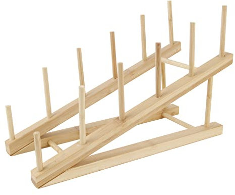 heedpeiur Bamboo Wooden Dish Rack, Dish Stand Drainers, Plate Rack For Cupboard,Lid Organiser, Pot Lid Holder, Dish Organizer,Kitchen Cabinet Organizer