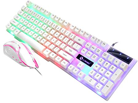 KOMBIUDA gaming keyboards rgb keyboard and keyboard gaming keyboard and ergonomic gaming and keyboard computer keyboard wired computer USB keyboard mouse white mechanical