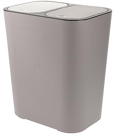 Alipis Poubelle En Plastique Poubelle À Double Compartiment Sec Classée Conteneur À Déchets De Recyclage Armoire Classée Grise