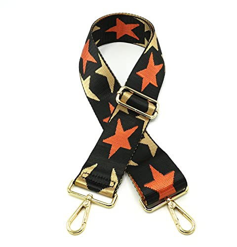 Angtex Taschengurt Schultergurt zum Wechseln für Damen-Handtaschen, verstellbar, 5 cm breit Stern orange