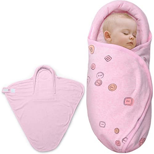 Asnewkit Wickeldecke für Neugeborene, Baby-Schlafsack, Wickeldecke, 0–3 Monate, 100 % Bio-Baumwolle, Baby-Wickeltuch für Jungen und Mädchen (Rosa)