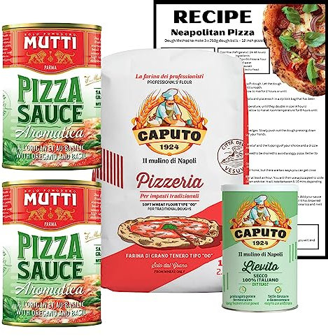 BUB Neapolitan Pizza Gift Set – Caputo 00 Flour, Caputo Yeast, Mutti Pizza Sauce & Recipe – Pizza Making Kit Gift Pack – Italian Food Hamper for Home Chefs