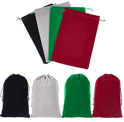 PH PandaHall 8pcs Sacs à Cordon en Velours, 20x30cm Sacs de Stockage sans ternissure Pochette à Bijoux pour Bijoux, argenterie, Couverts, Mariage, Voyage Maison Cuisine, 4 Couleurs