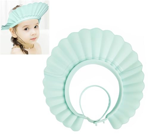 Baby Shower Cap Bath Visor Protection Silicone Adjustable Safe Shower Bathing Cap for Infants Toddler Baby Kids Children (6 Months-12 Years old, Haze Blue)