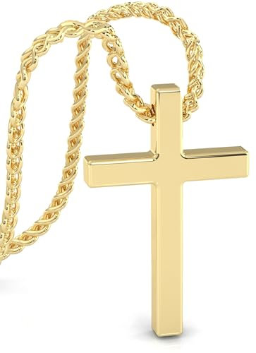 SERASAR Catena in Oro Croce da Uomo - a 60cm con Cristiana del Crocifisso Natale Regalo di Nozze
