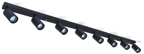 KOLORENO Anbauleuchte Viki - Aufbauleuchte Wand und Decke - Aufbaustrahler GU10 - Aufbauleuchte Strahler Lampe x8 - Deckenstrahler aus Metall - Schwarz, 1400 x 164 x 60 mm