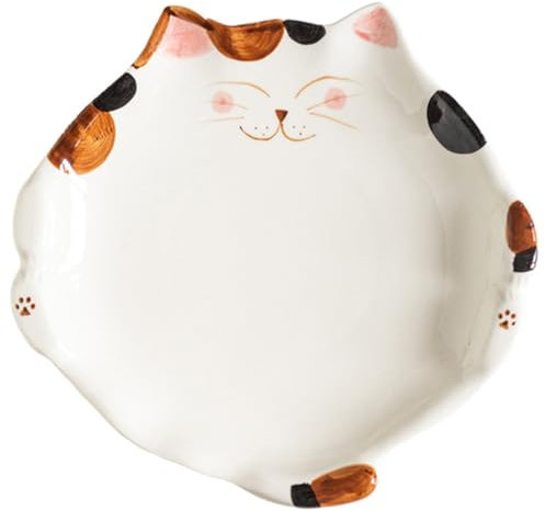 Plato De Cerámica Bandeja De Tocador Plato De Comida De Cerámica Con Forma De Gato Para Servir Comida De Postre Bandeja De Perfumes Paleta Fruta De Desayuno