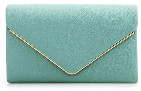 UShopUK Borsa a mano a tracolla in pelle sintetica tinta unita, per ballo di fine anno, matrimonio, sera, borsa a tracolla (Menta)