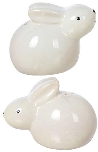 The Bridge Collection Salz- und Pfefferstreuer mit weißen Hasen, 5,1 cm, 2-teiliges Set, weiße Küchenartikel, lustige Salz- und Pfefferstreuer für Landhaus, Vintage oder Bauernhaus-Dekoration