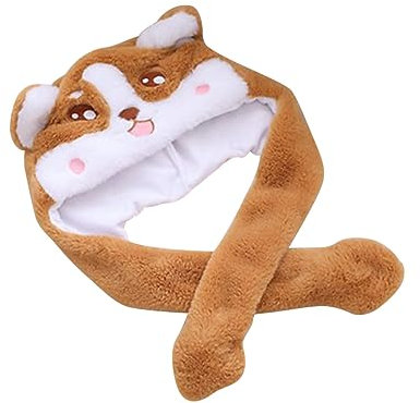 UPKOCH Corgi Mütze mit Ohren, Plüsch, Einheitsgröße, Kostüm, Braun