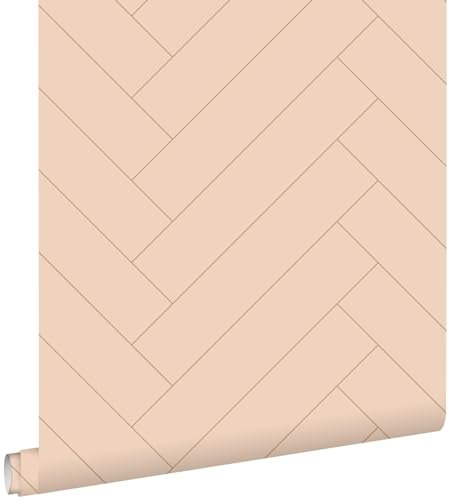 papier peint chevron rose terracotta 50 x 900 cm - ESTAhome