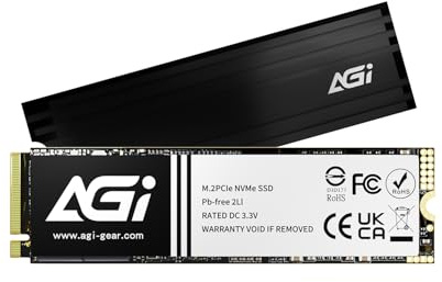 AGI AI828 1TB Interne SSD M.2 NVMe PCIe Gen4 mit Kuehlkoerper Fuer PS5 | Lesegeschwindigkeit bis zu 7400 MB/s, Premium Festplatte kompatibel mit Playstation 5, Laptop und Desktop PC