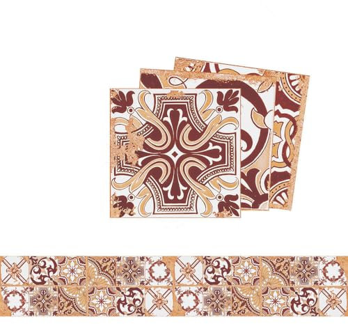 Klebefliesen Küche Retro Orange Geometrie Selbstklebende Wasserfeste Pvc,Hitzebeständig Fliesen Dekorative Wandaufkleber Für Heimwerker, Küche, Badezimmer,Schlafzimmer, Büro, Möbel 15X15Cm
