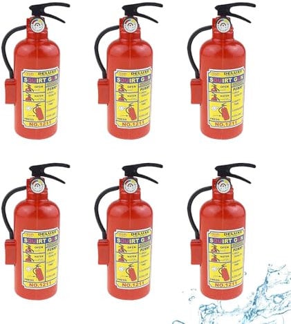 6 Piezas Pistola de Agua de Extintor, Pistola Agua Niños, Juguetes de Agua, Extintor de Incendios de Juguete, Mini Pistola de Agua, Squirt, DIY Summer Play Juguetes de Agua para Niños (Rojo)