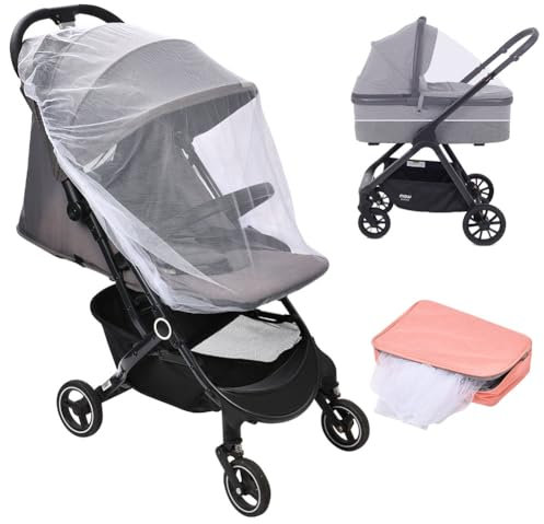 Vicloon Moskitonetz Kinderwagen, Mückennetz für Kinderwagen & Buggy Reisebett, Baby Universal Insektenschutz Moskitonetz, Reißfest und Waschbar, Idealer Schutz vor Wespen & Stechmücken, Weiß