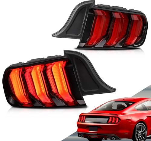 VLAND 5 Modi Rückleuchten kompatibel für Mustang 2015-2023, Mit E-Prüfzeichen, 1 Satz (Rot), US-Modelle müssen möglicherweise modifiziert werden