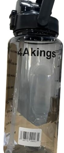 64 oz Black Water Bottle with Straw, 2L Motivational Water Bottle with Time Markers, BPA-Free Large Sports Bottle with Handle for Gym, Office, and Hydration on the Go