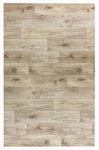 Vinylteppich mit Parkett-Effekt, Küche, Wohnzimmer, verschiedene Größen (Eiche 150 x 200 cm), waschbar, rutschfest, Bodenbeschichtung und strapazierfähig, Wohnzimmer, Bad, Haus, Küche, Flur