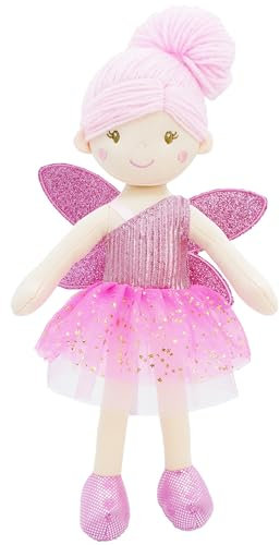 Lullaberry 30 cm Enchanted Fairy Doll Elida – Plüschpuppe, Plüschpuppe, Mädchen, Geschenk – rosa Outfit und Flügel