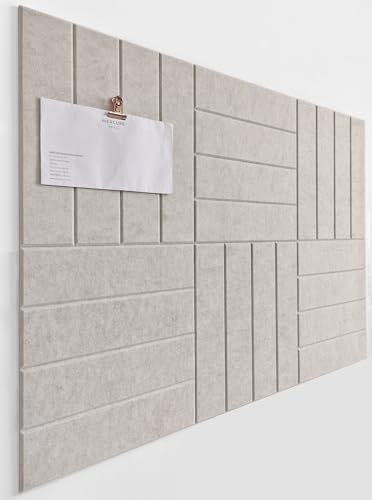 DECORETTA Cork Board Alternative - 6 Pack Felt Wall Tiles with Safe Removable Adhesive Tabs, Cork Boards for Walls Notice Board for Home Office and Classroom Pin Board Tack Board - Ivory