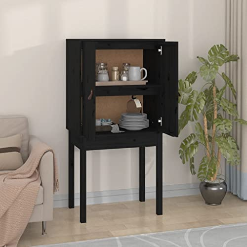 CFODOJ Haus & Garten Möbel-Highboard schwarz 60x40x120 cm Massivholz Kiefer