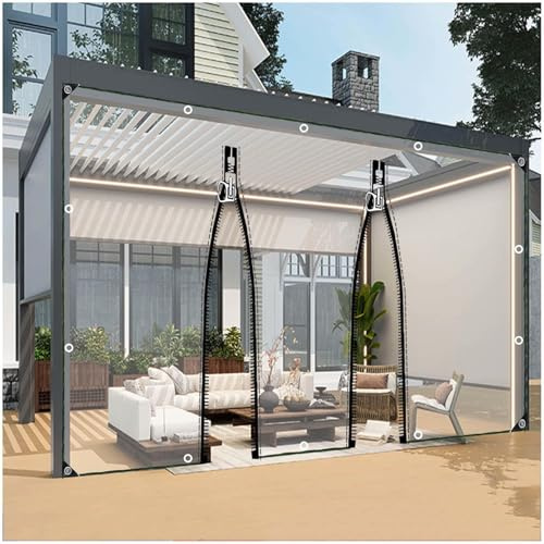Transparente Pvc-planen Für Außen, Wasserdichte Planen Seitenteile, Wetterfeste Abdeckplane Für Pavillon Veranda Carport, Durchsichtige Planen Vorhänge Mit Reißverschluss,WxH-1.5x2.8m/4.9*9.2ft