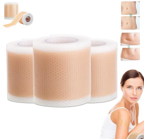 Lejuv Silikon-Flicken, wiederverwendbares medizinisches Lejuv-Silikon-Gesichtsband, 4,1 cm x 1,4 m, Lejuv Overnight Beauty Patches für Stirn, Augen, Mund, Nacken, zuschneidbar, 3 Stück