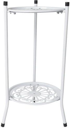 Qusedwey Two-Layer Elegant Metal Plant Stand Shelf Potted Plant Holder Modern Tall Plant Pot Stands for Indoor Outdoor Decor A