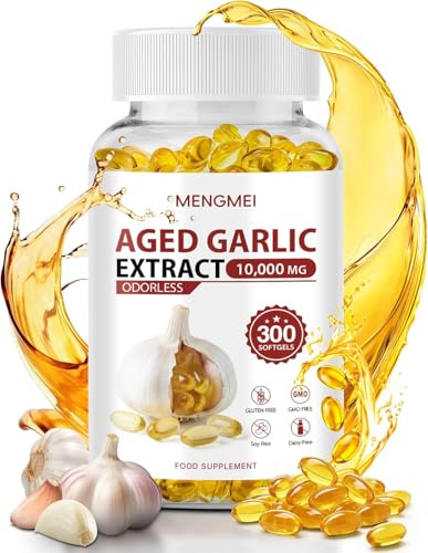 Aged Garlic Extract Odorless Softgels 10000MG,20:1 Concentrate,300 Count