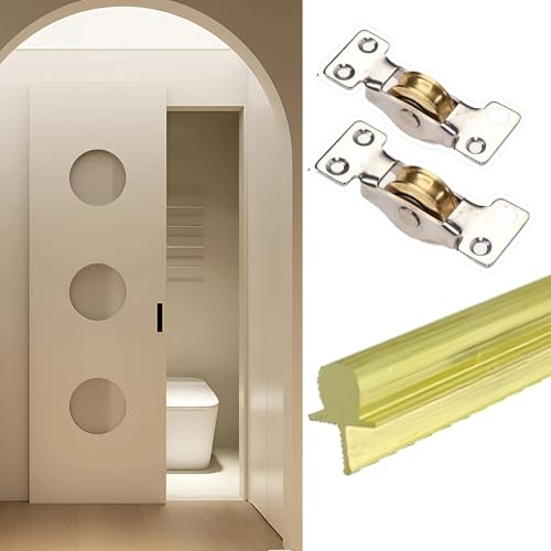 Rail Porte Coulissante Rail de Sol en Laiton pour Porte Grange, Rail Inférieur Extra Long 1-4 m pour Portes D'armoires, Remplacement Silencieux Porte Coulissante(3m (9.8ft))